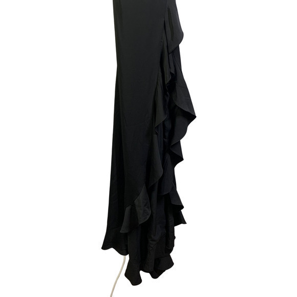 LA FEMME Black Flutter Slit Trumpet Gown - NWT - Picture 10 of 15